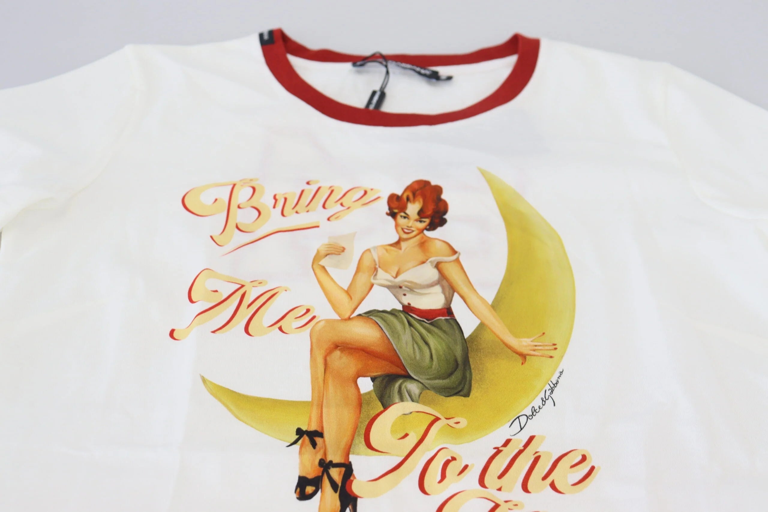 Dolce & Gabbana White Printed Short Sleeves Pullover Top - IT40|S - T-Shirts