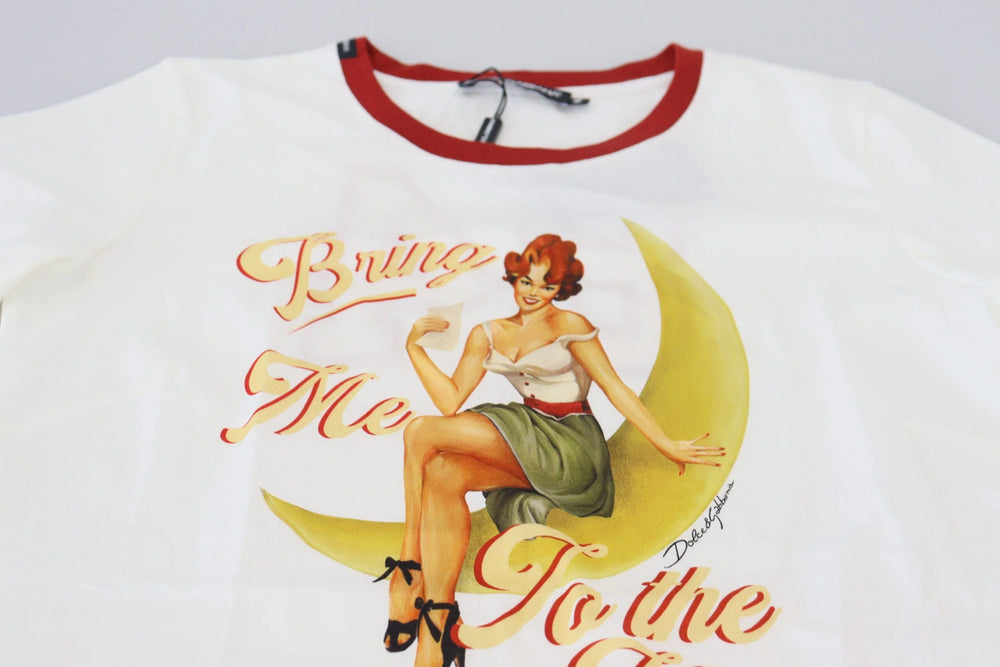 Dolce & Gabbana White Printed Short Sleeves Pullover Top - IT40|S - T-Shirts