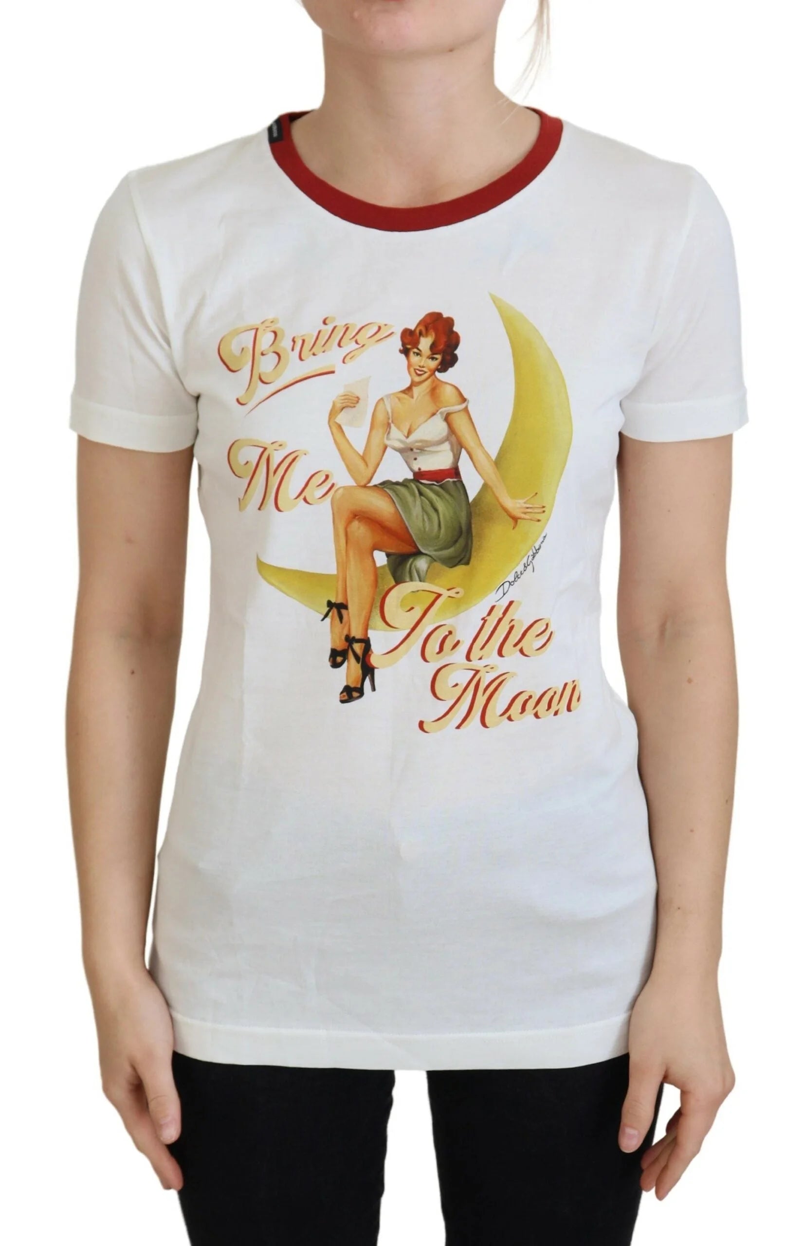 Dolce & Gabbana White Printed Short Sleeves Pullover Top - IT40|S - T-Shirts