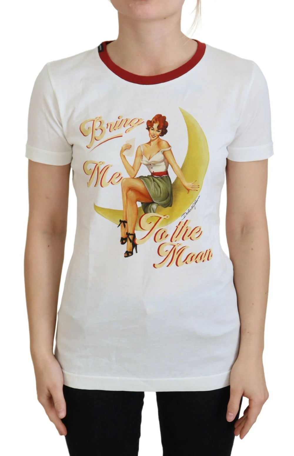 Dolce & Gabbana White Printed Short Sleeves Pullover Top - IT40|S - T-Shirts