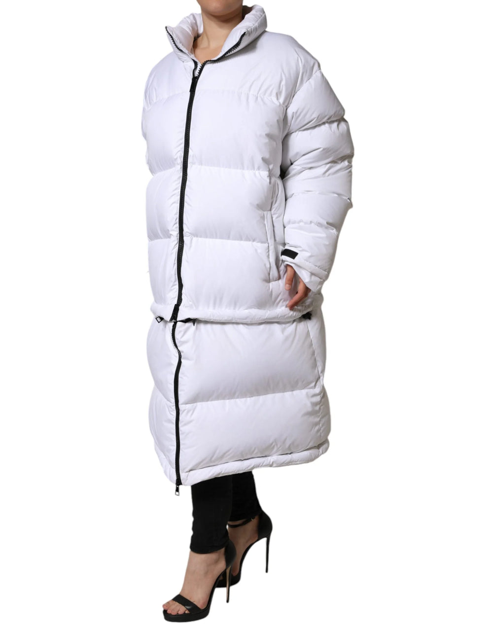 Dolce & Gabbana White Puffer Quilted Full Zip Coat Jacket - IT40|S - Puffer Jackets
