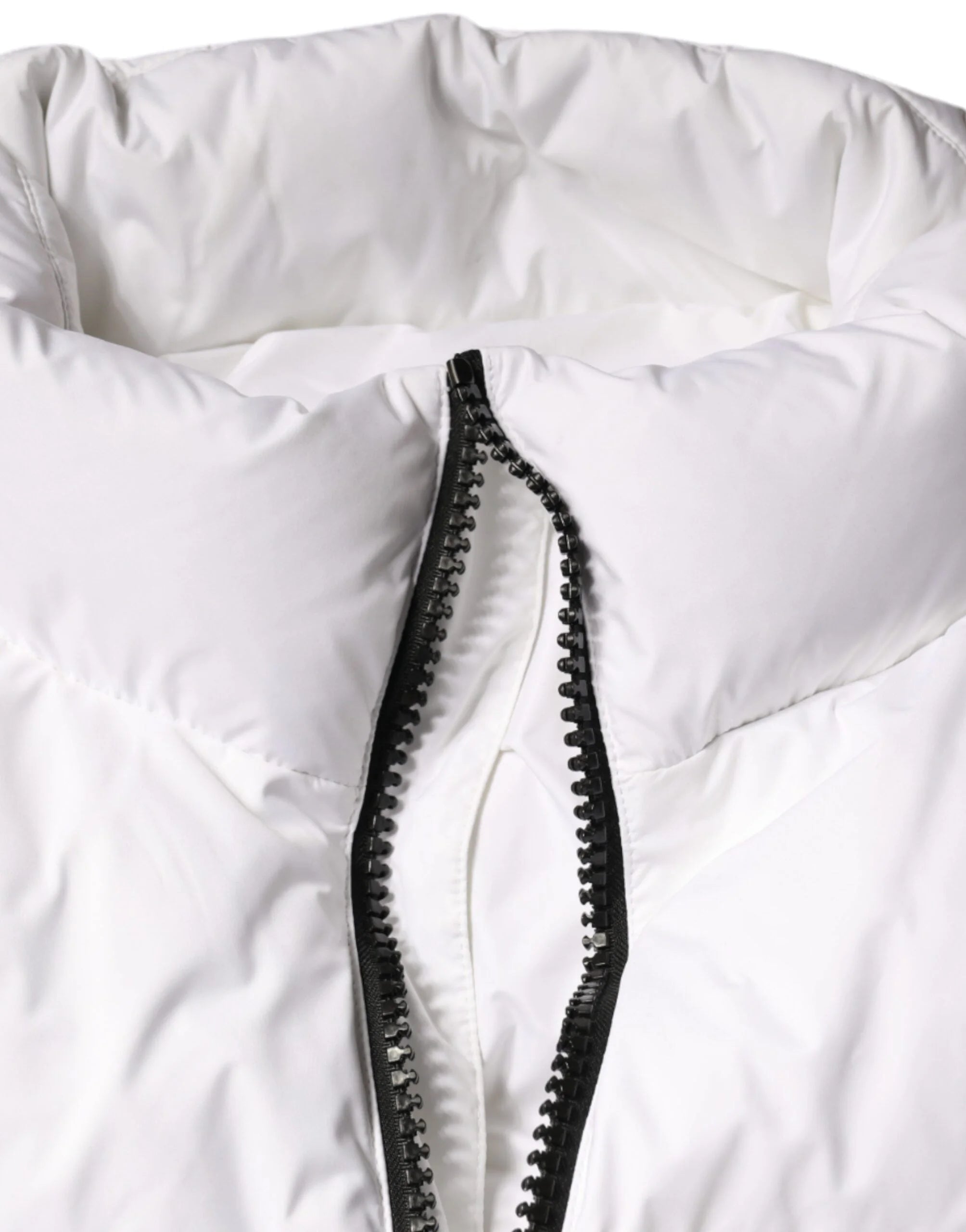 Dolce & Gabbana White Puffer Quilted Full Zip Coat Jacket - IT40|S - Puffer Jackets