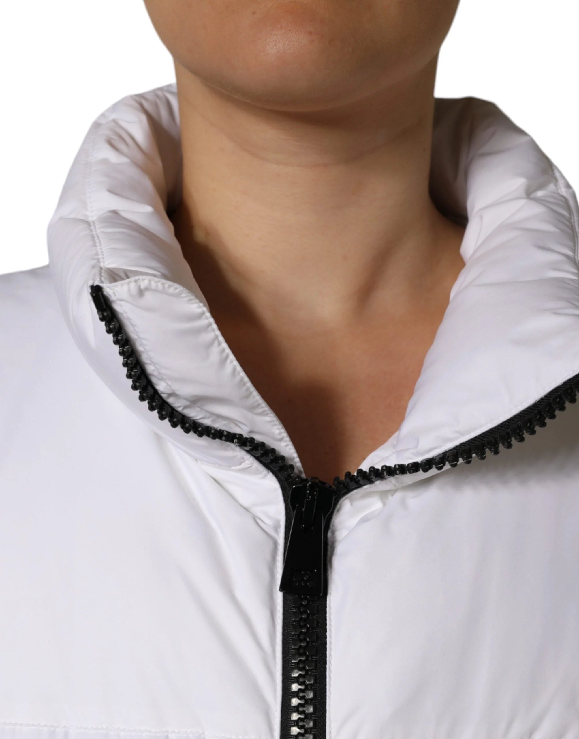 Dolce & Gabbana White Puffer Quilted Full Zip Coat Jacket - IT40|S - Puffer Jackets