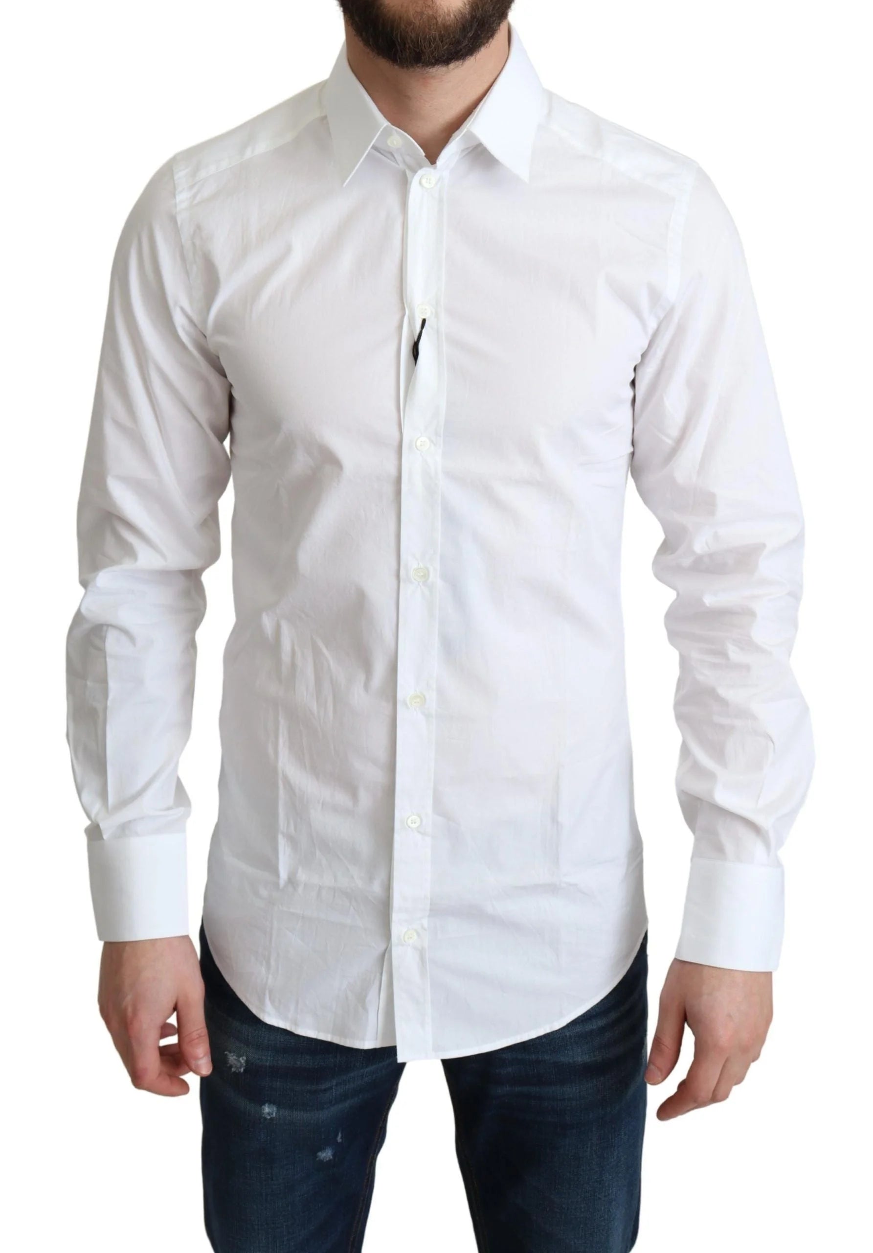 Dolce & Gabbana White Pure Cotton Men Dress Formal Shirt - IT37 | XS - Shirts