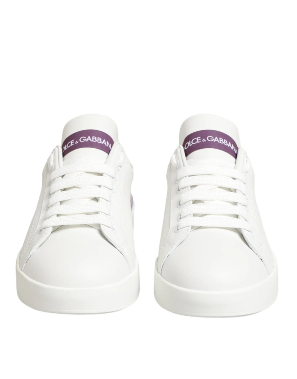 Dolce & Gabbana White Purple Leather Casual Sneakers Shoes - EU36.5/US6 - Sneakers