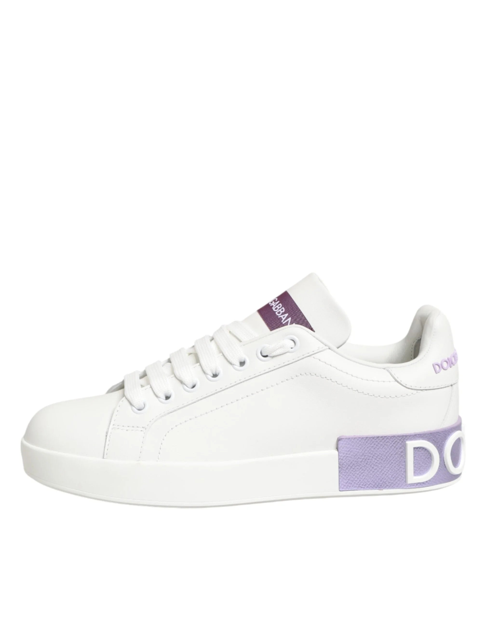 Dolce & Gabbana White Purple Leather Casual Sneakers Shoes - EU36.5/US6 - Sneakers