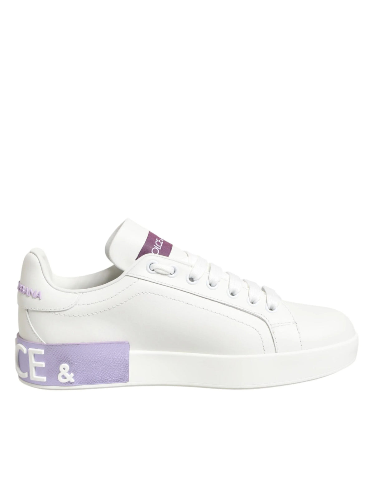 Dolce & Gabbana White Purple Leather Casual Sneakers Shoes - EU36.5/US6 - Sneakers