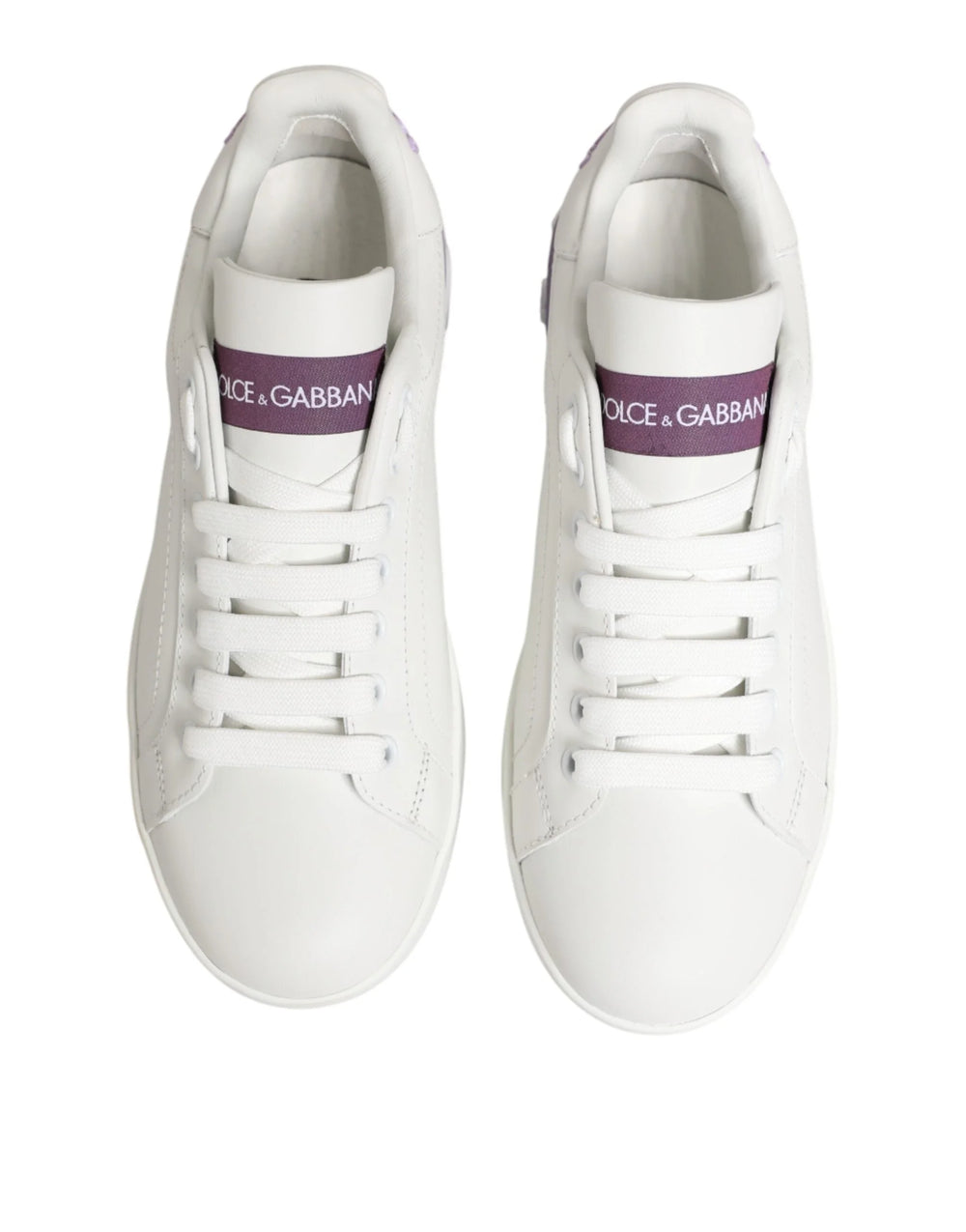 Dolce & Gabbana White Purple Leather Casual Sneakers Shoes - EU36.5/US6 - Sneakers