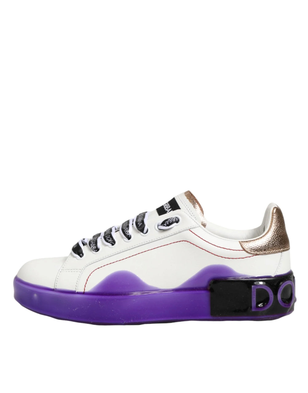Dolce & Gabbana White Purple Leather Low Top Sneaker Shoes - EU37/US6.5