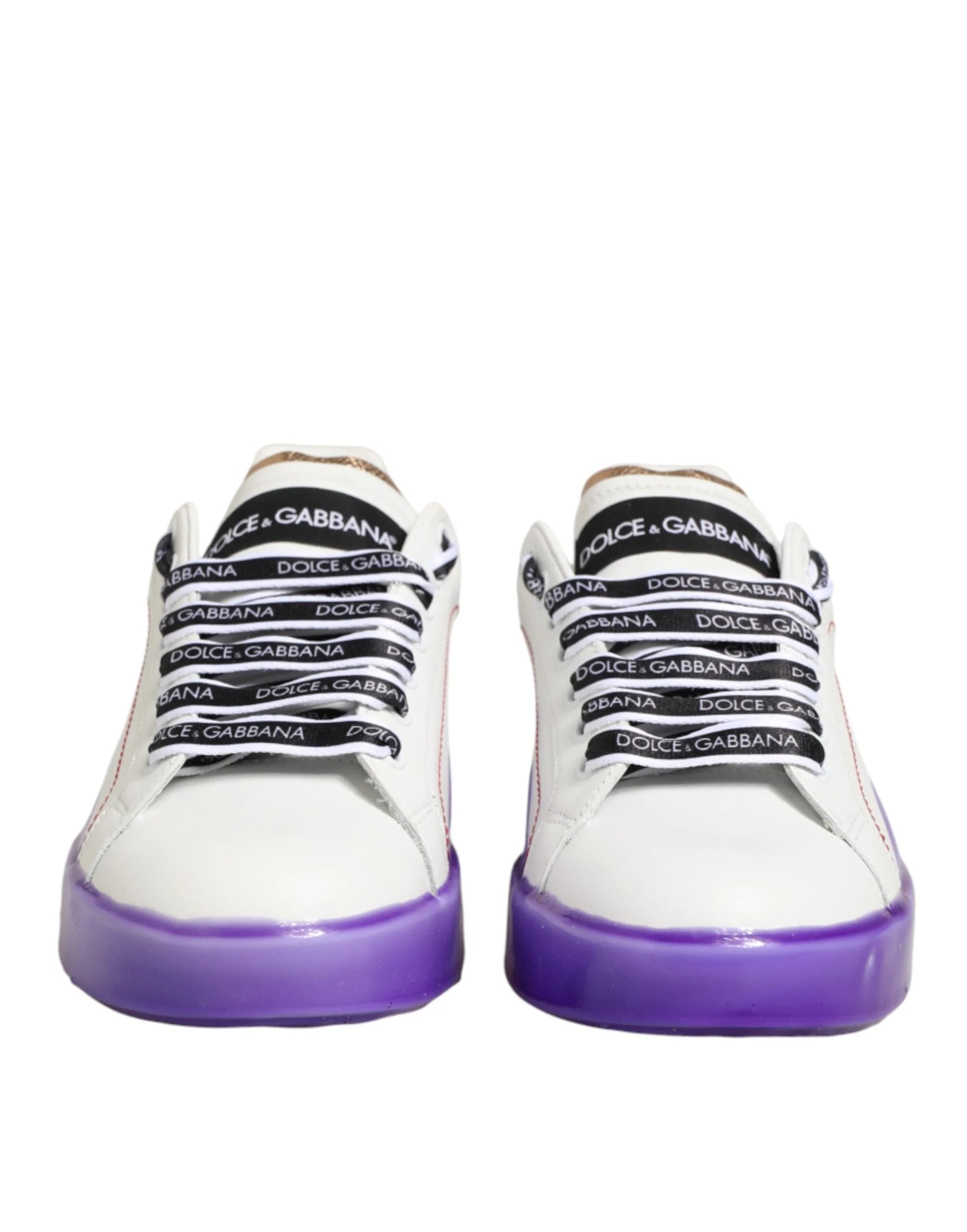 Dolce & Gabbana White Purple Leather Low Top Sneaker Shoes - EU37/US6.5