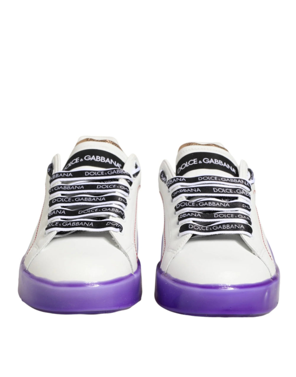Dolce & Gabbana White Purple Leather Low Top Sneaker Shoes - EU37/US6.5