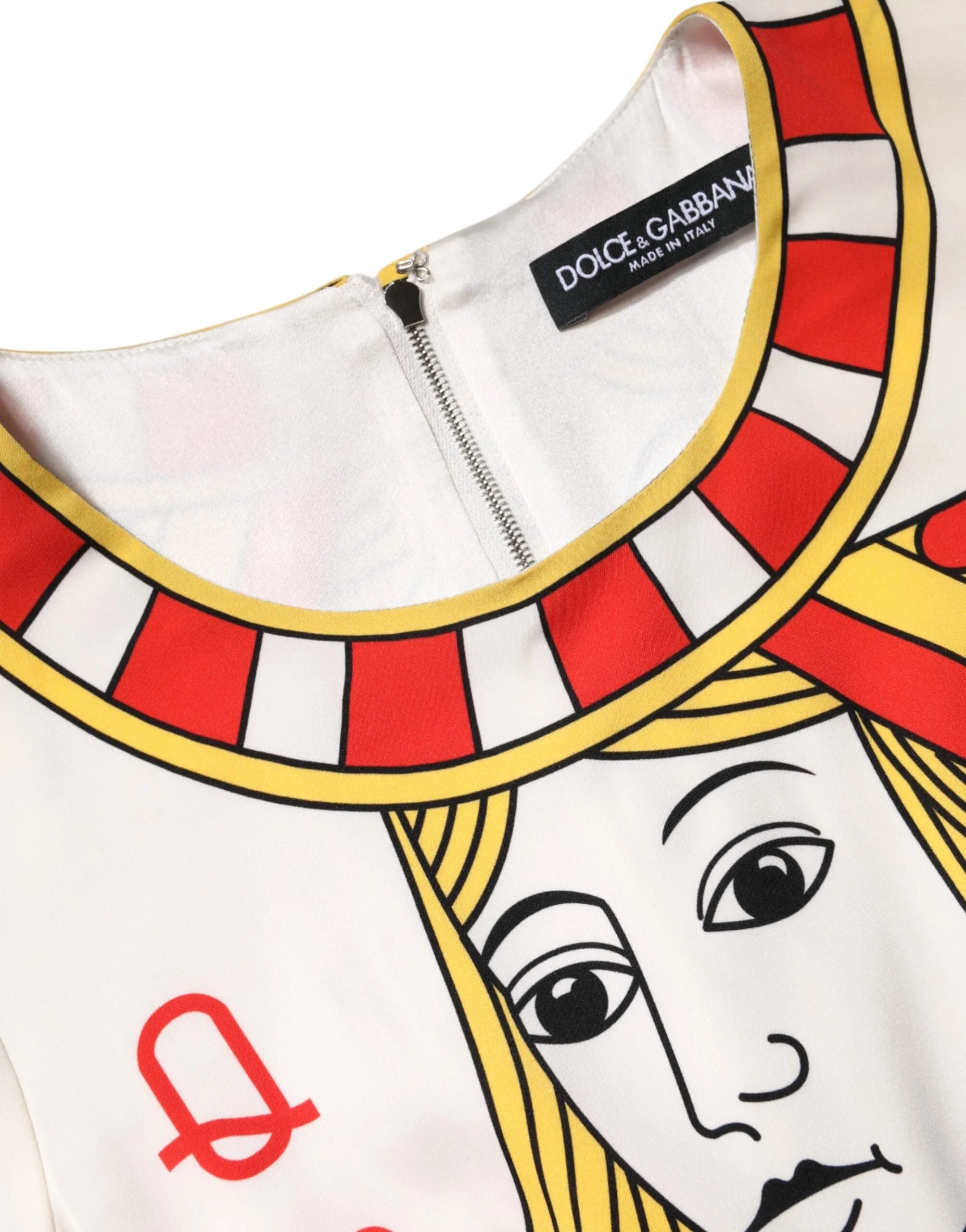 Dolce & Gabbana White Queen Of Heart Short Sleeve Midi Dress - IT38 | XS - Dresses
