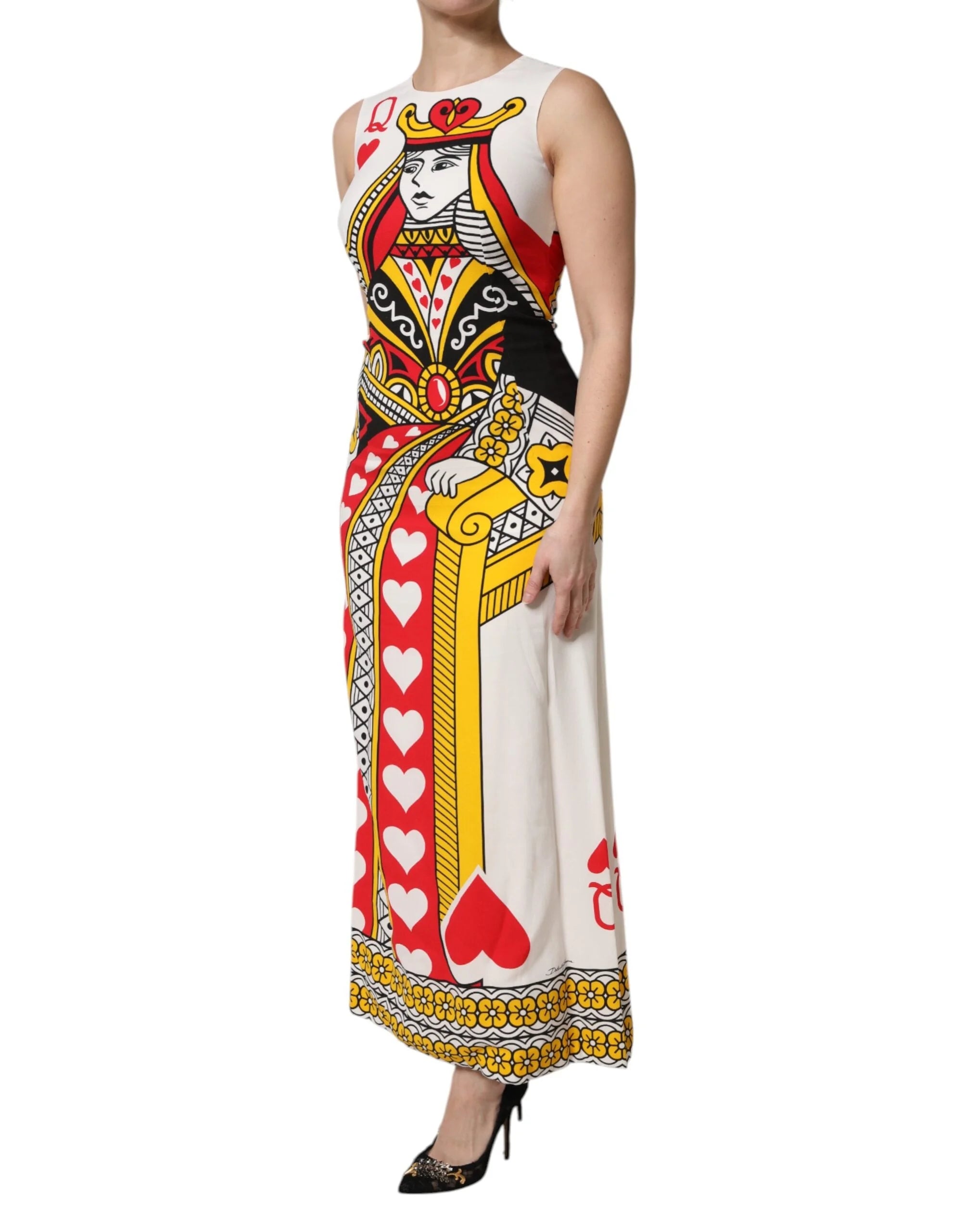 Dolce & Gabbana White Queen Of Hearts Sleeveless Maxi Dress - IT38 | XS - Dresses