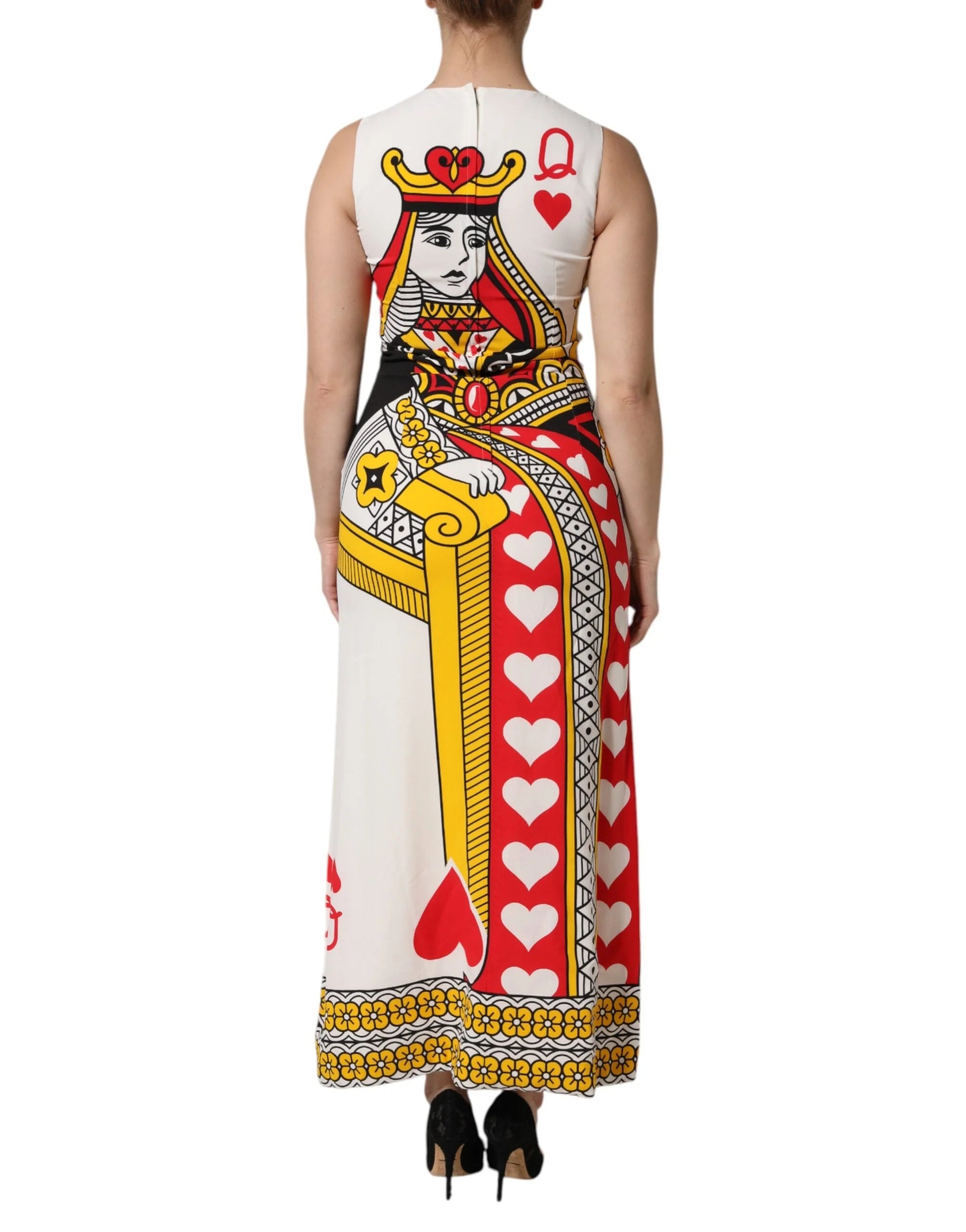 Dolce & Gabbana White Queen Of Hearts Sleeveless Maxi Dress - IT38 | XS - Dresses