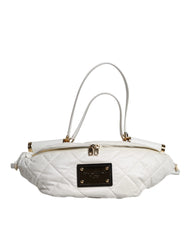 Dolce & Gabbana White Quilted Logo Plaque Belt Waist Fanny Pack Bag - Fanny Packs