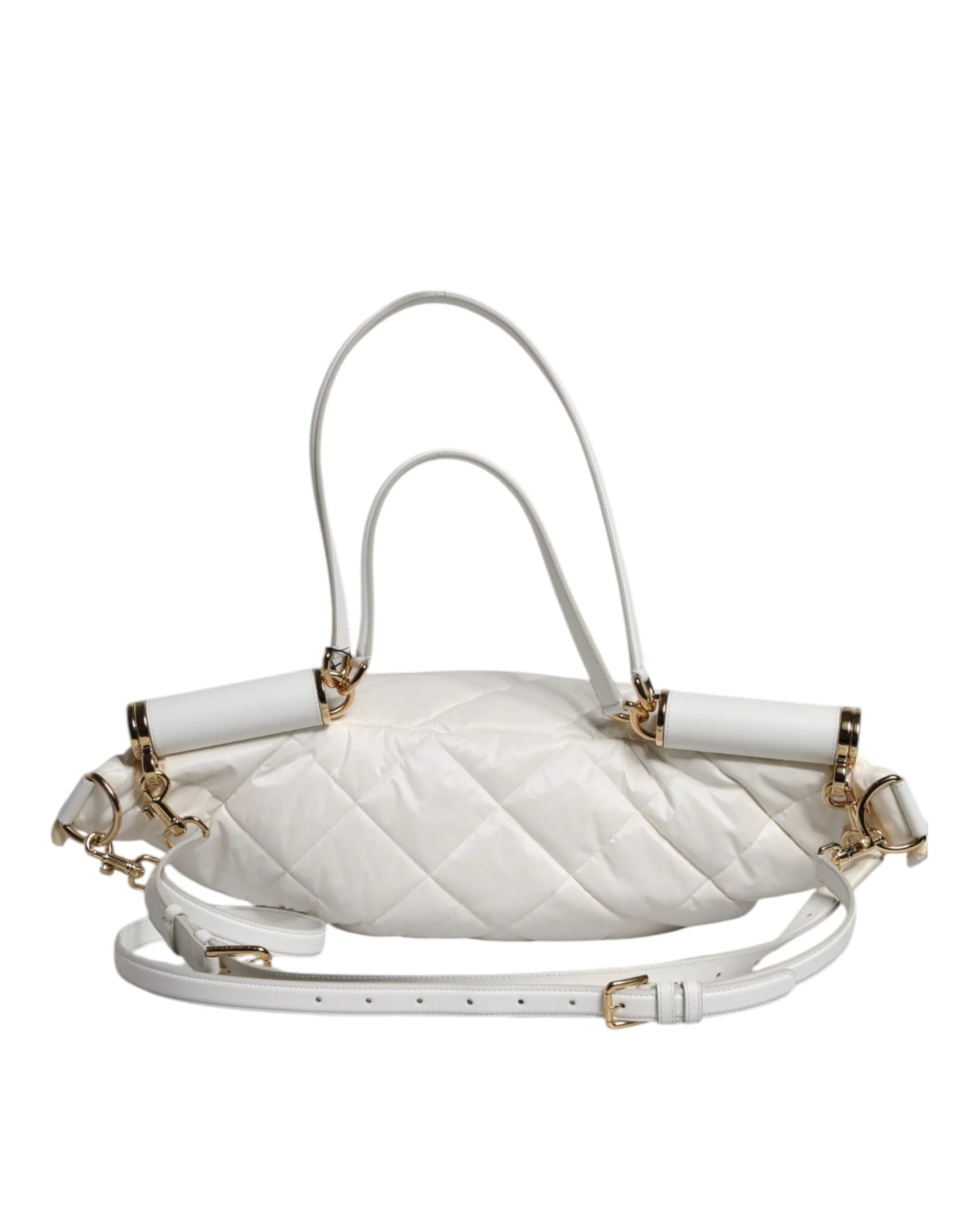 Dolce & Gabbana White Quilted Logo Plaque Belt Waist Fanny Pack Bag - Fanny Packs