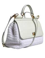 Dolce & Gabbana White Rafia Leather SICILY Crossbody Bag - Cross Body Bags