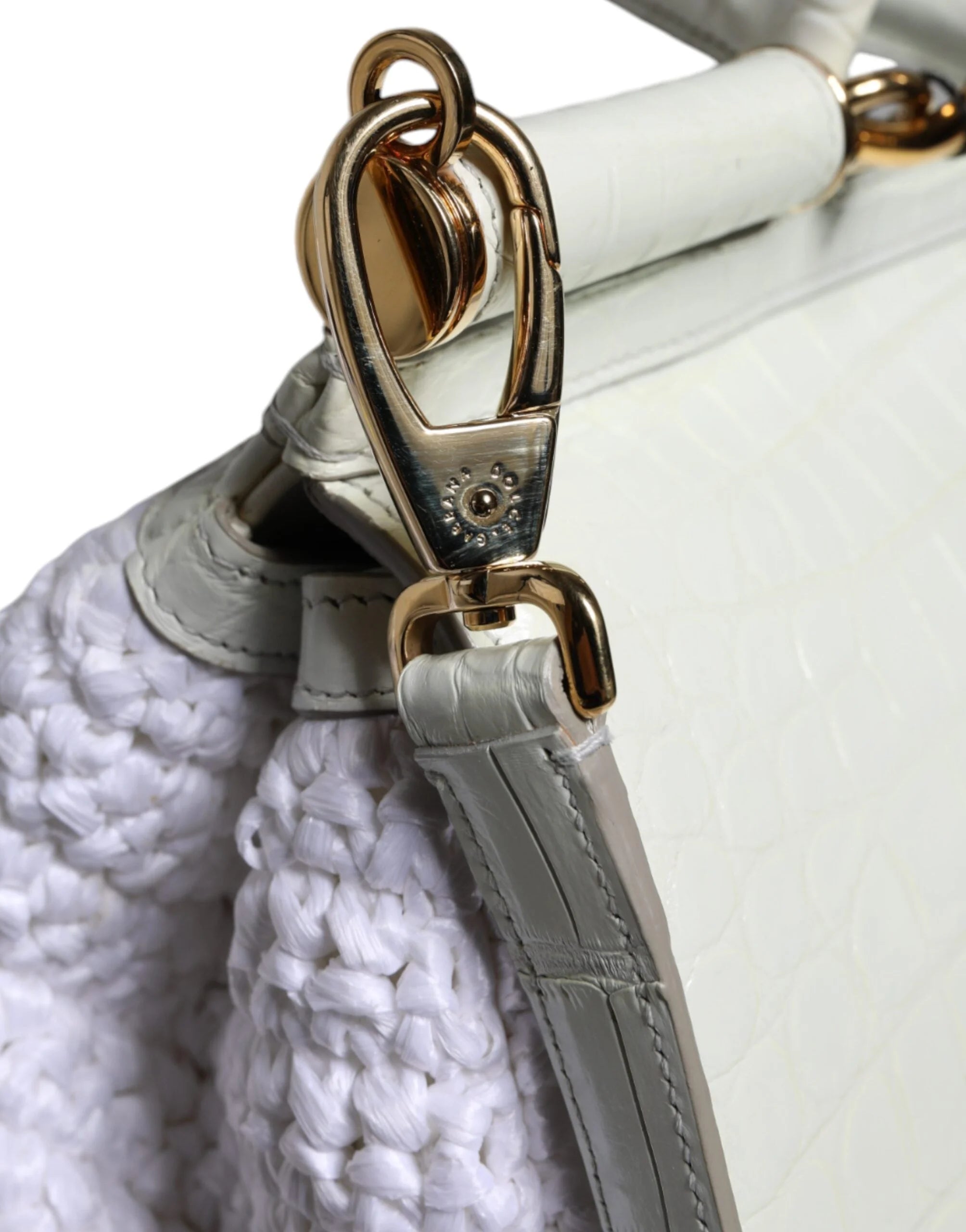 Dolce & Gabbana White Rafia Leather SICILY Crossbody Bag - Cross Body Bags