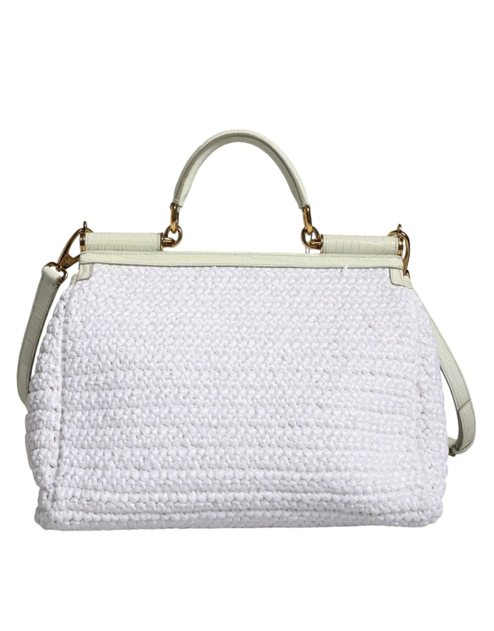 Dolce & Gabbana White Rafia Leather SICILY Crossbody Bag - Cross Body Bags