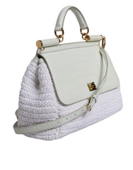 Dolce & Gabbana White Rafia Leather Top Handle Crossbody Bag - Cross Body Bags