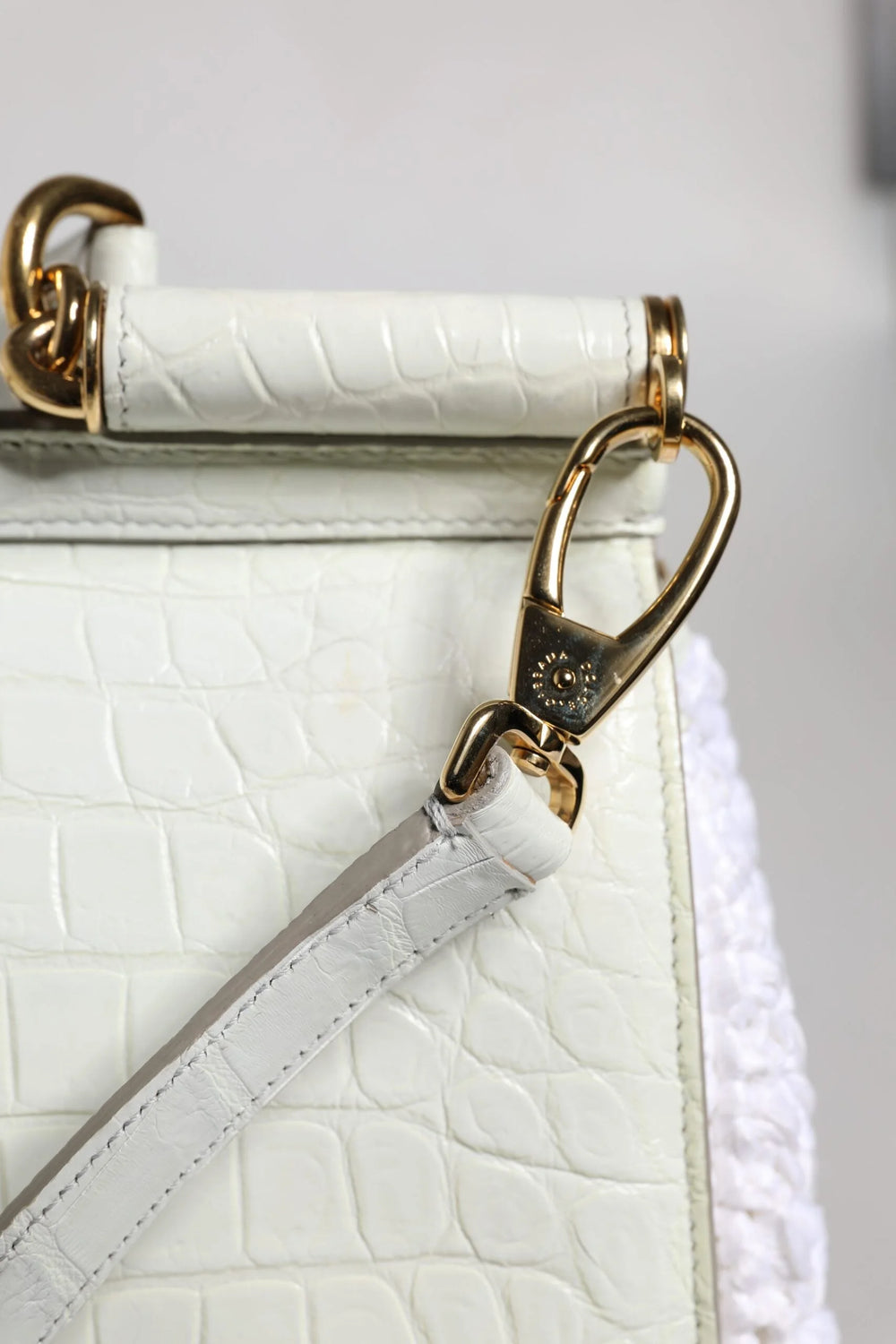 Dolce & Gabbana White Rafia Leather Top Handle Crossbody Bag - Cross Body Bags
