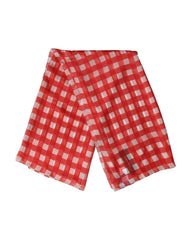 Dolce & Gabbana White Red Check Silk Wrap Foulard 118cm x 118cm Scarf