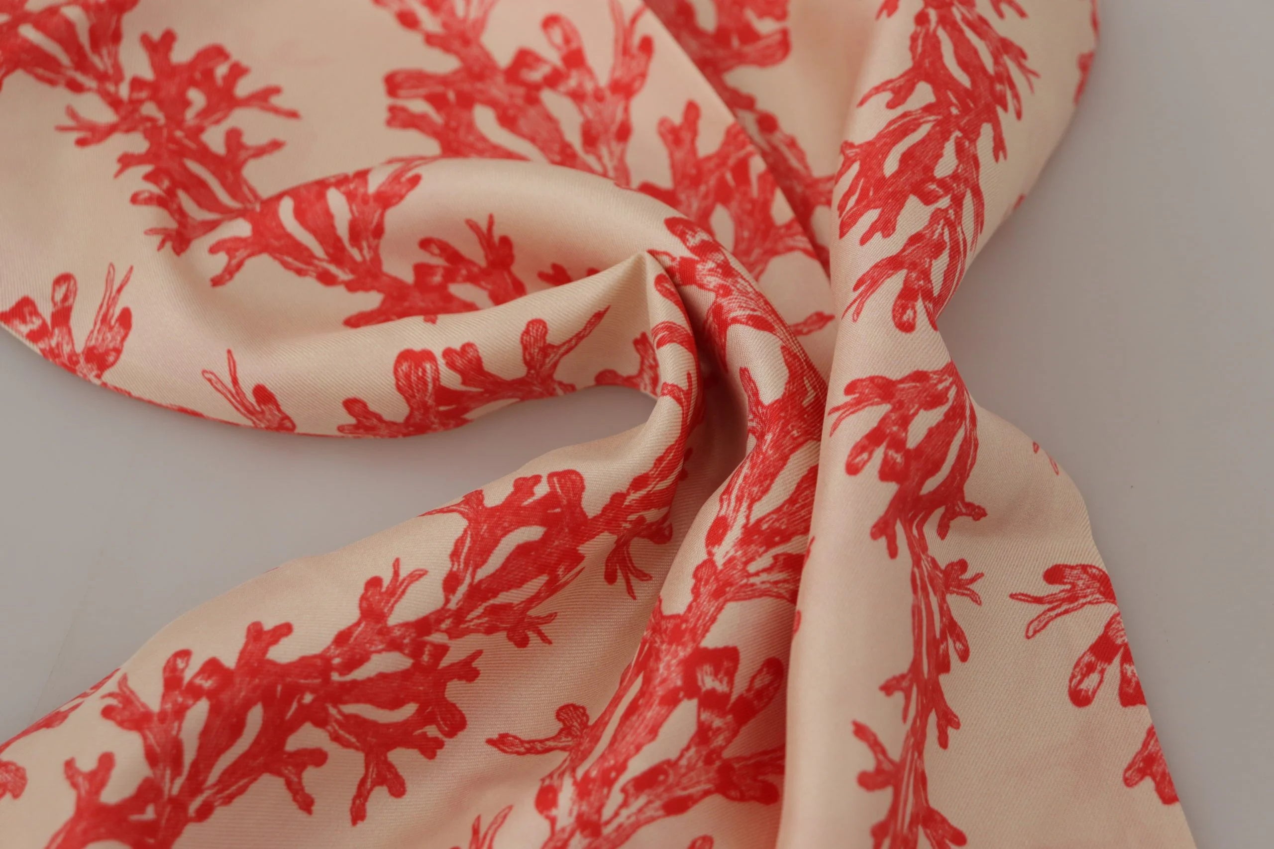 Dolce & Gabbana White Red Coral Print Shawl Wrap Fringe Scarf - Scarves & Shawls
