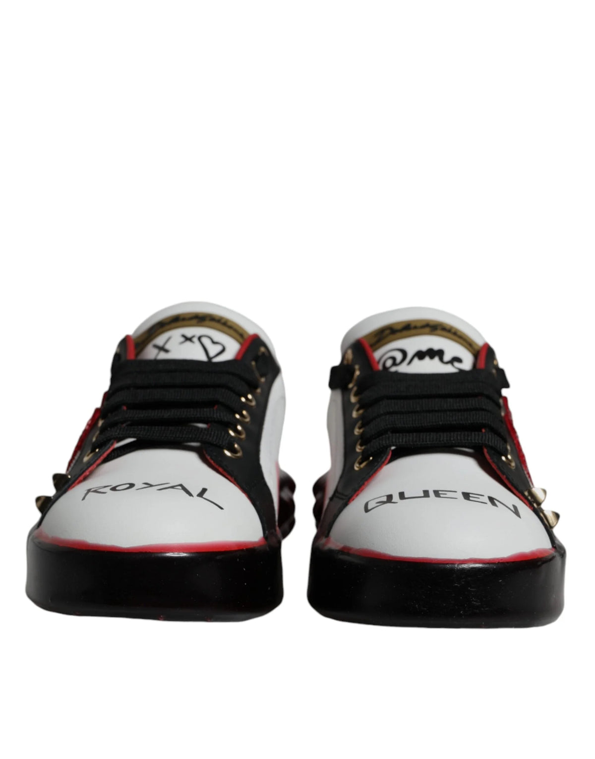Dolce & Gabbana White Red Crystals Leather Portofino Sneakers Shoes - EU36.5/US6