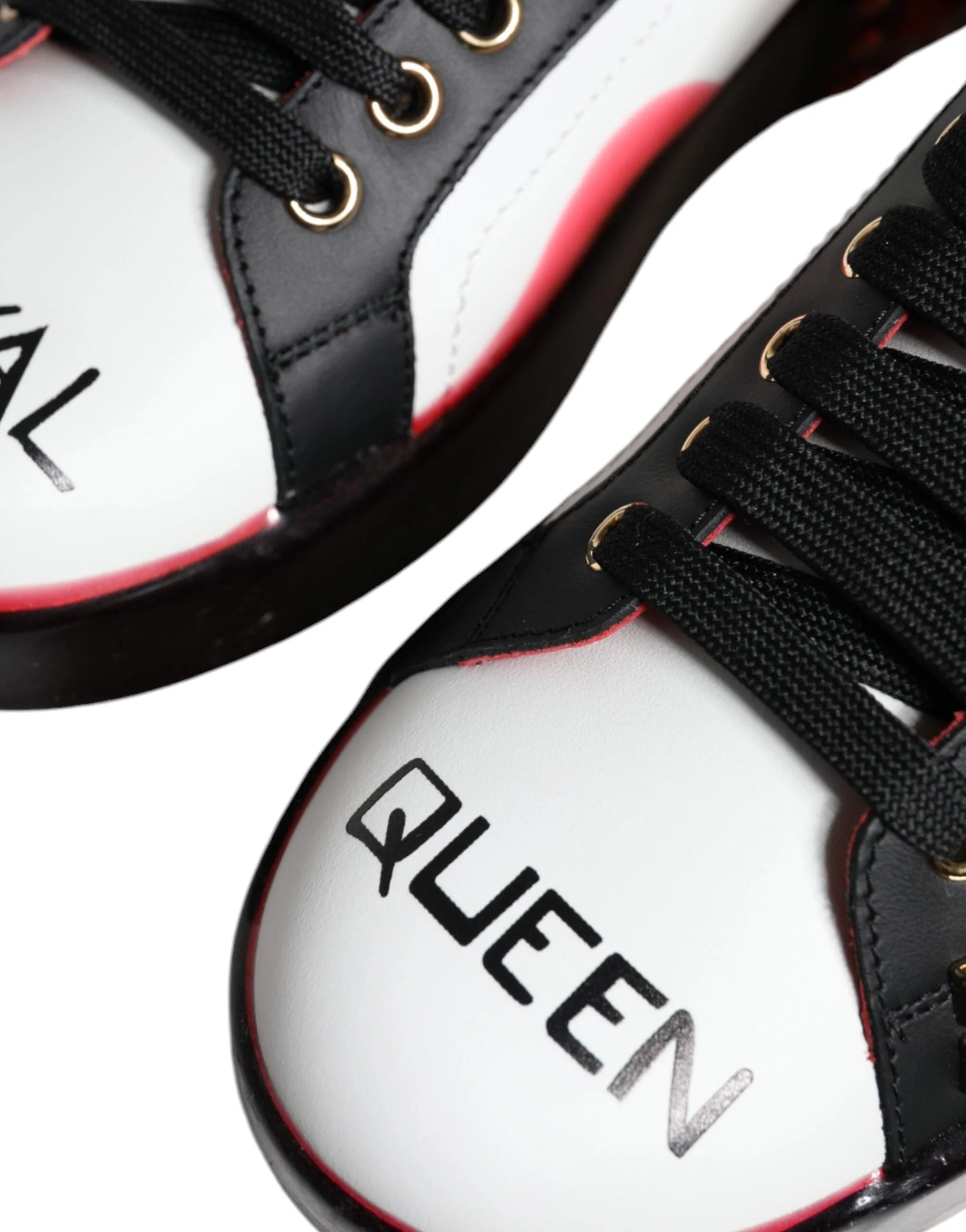 Dolce & Gabbana White Red Crystals Leather Portofino Sneakers Shoes - EU36.5/US6 - Sneakers