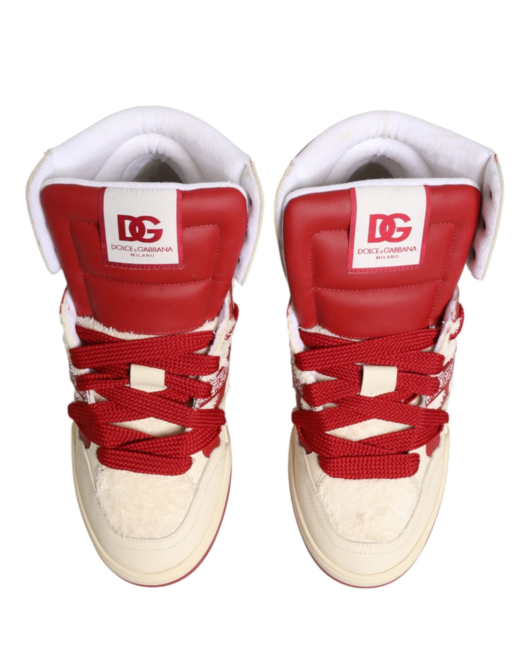 Dolce & Gabbana White Red Custom 2.Zero High Top Men Sneakers Shoes - EU44/US11