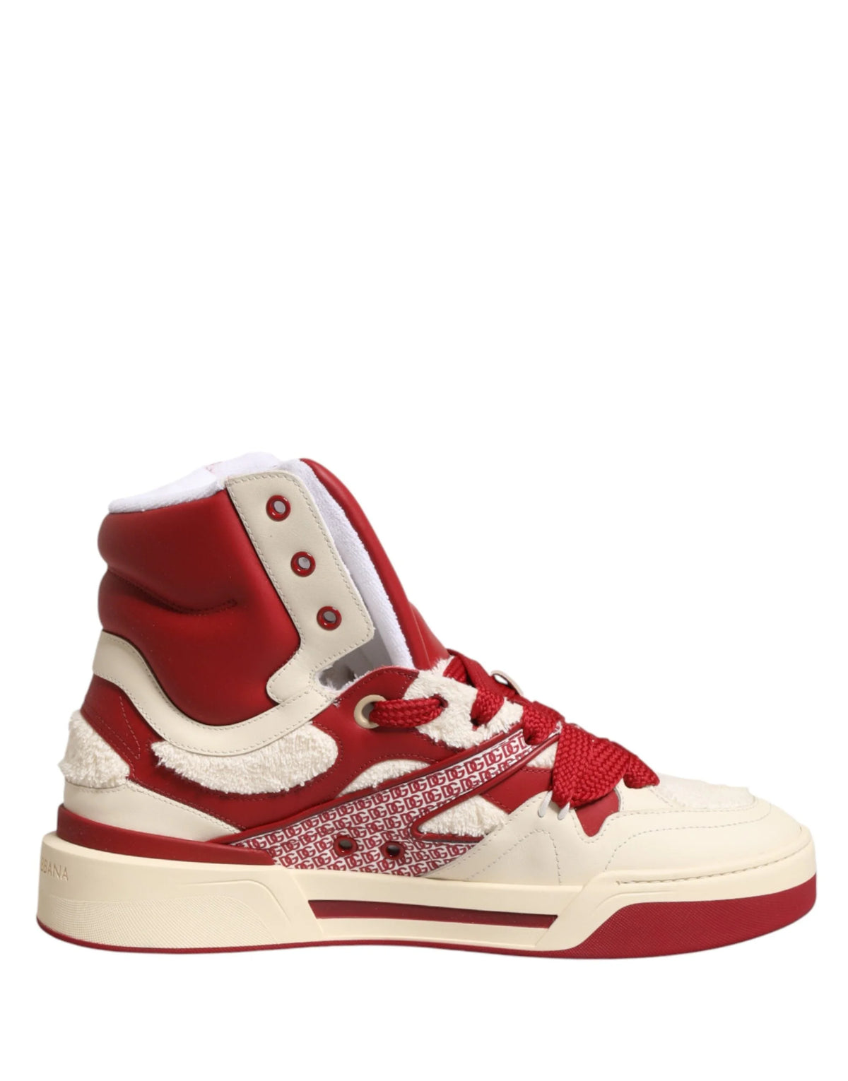 Dolce & Gabbana White Red Custom 2.Zero High Top Men Sneakers Shoes - EU44/US11