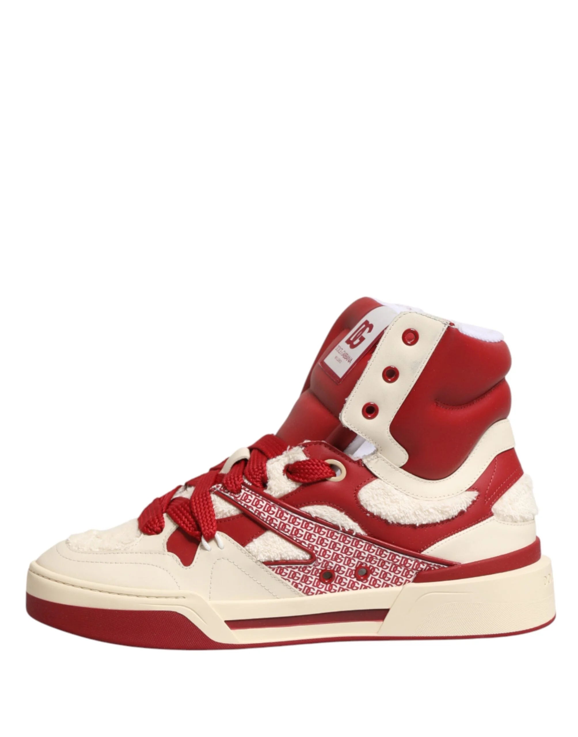 Dolce & Gabbana White Red Custom 2.Zero High Top Men Sneakers Shoes - EU44/US11