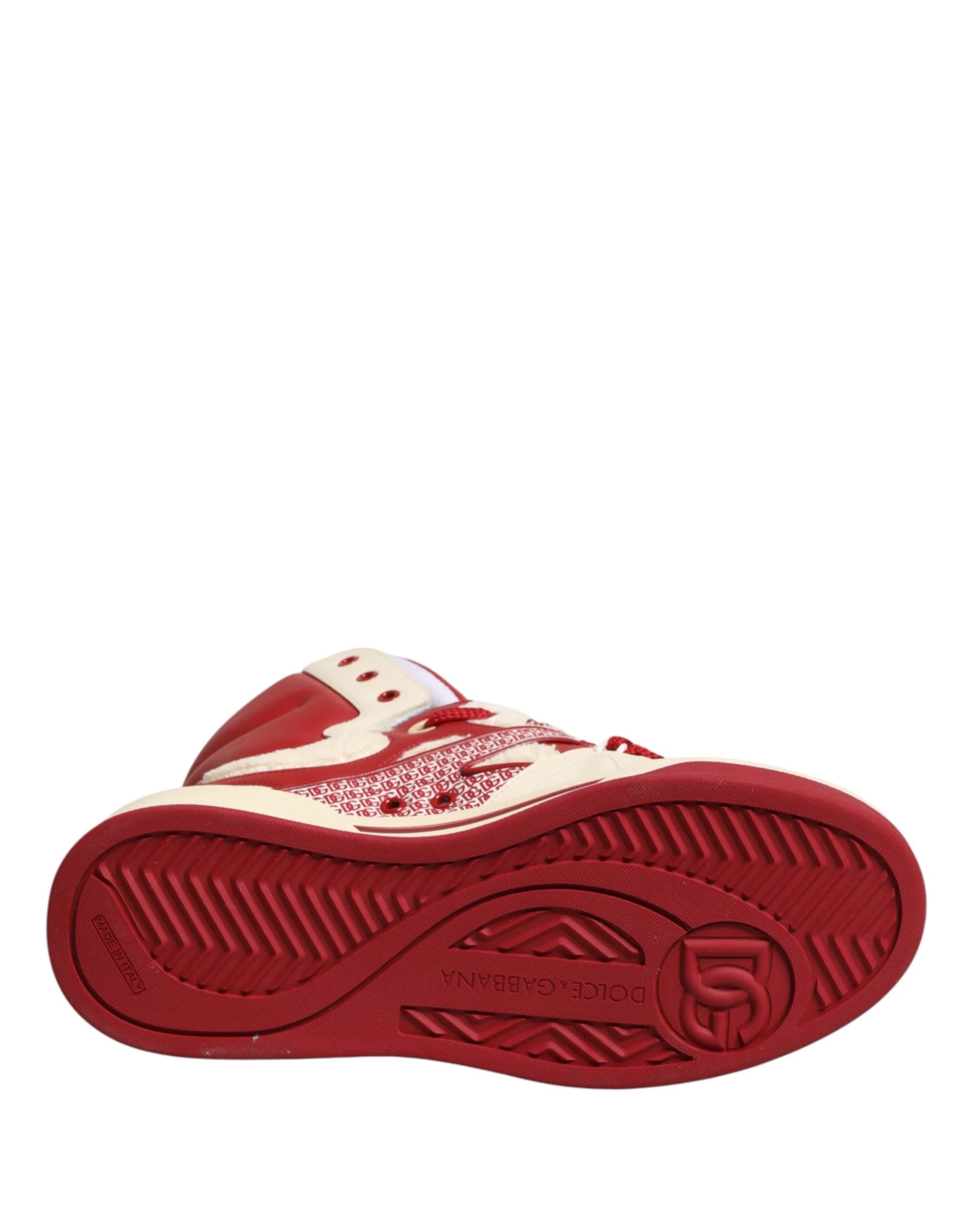Dolce & Gabbana White Red Custom 2.Zero High Top Men Sneakers Shoes - EU44/US11