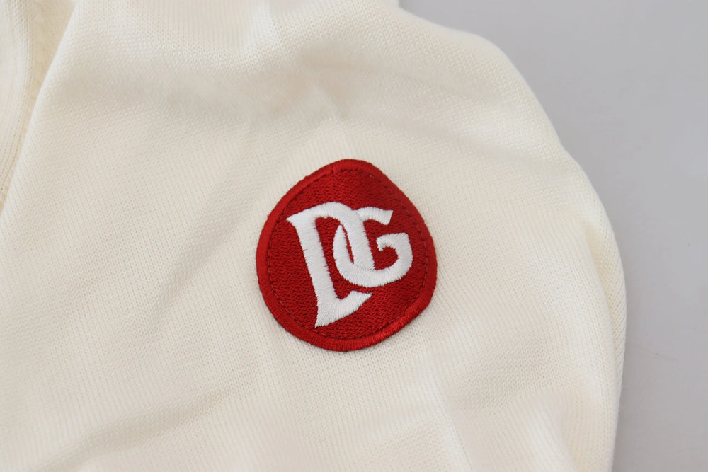 Dolce & Gabbana White Red Knitted V-neck Pullover Sweater - IT46 | S - Sweaters