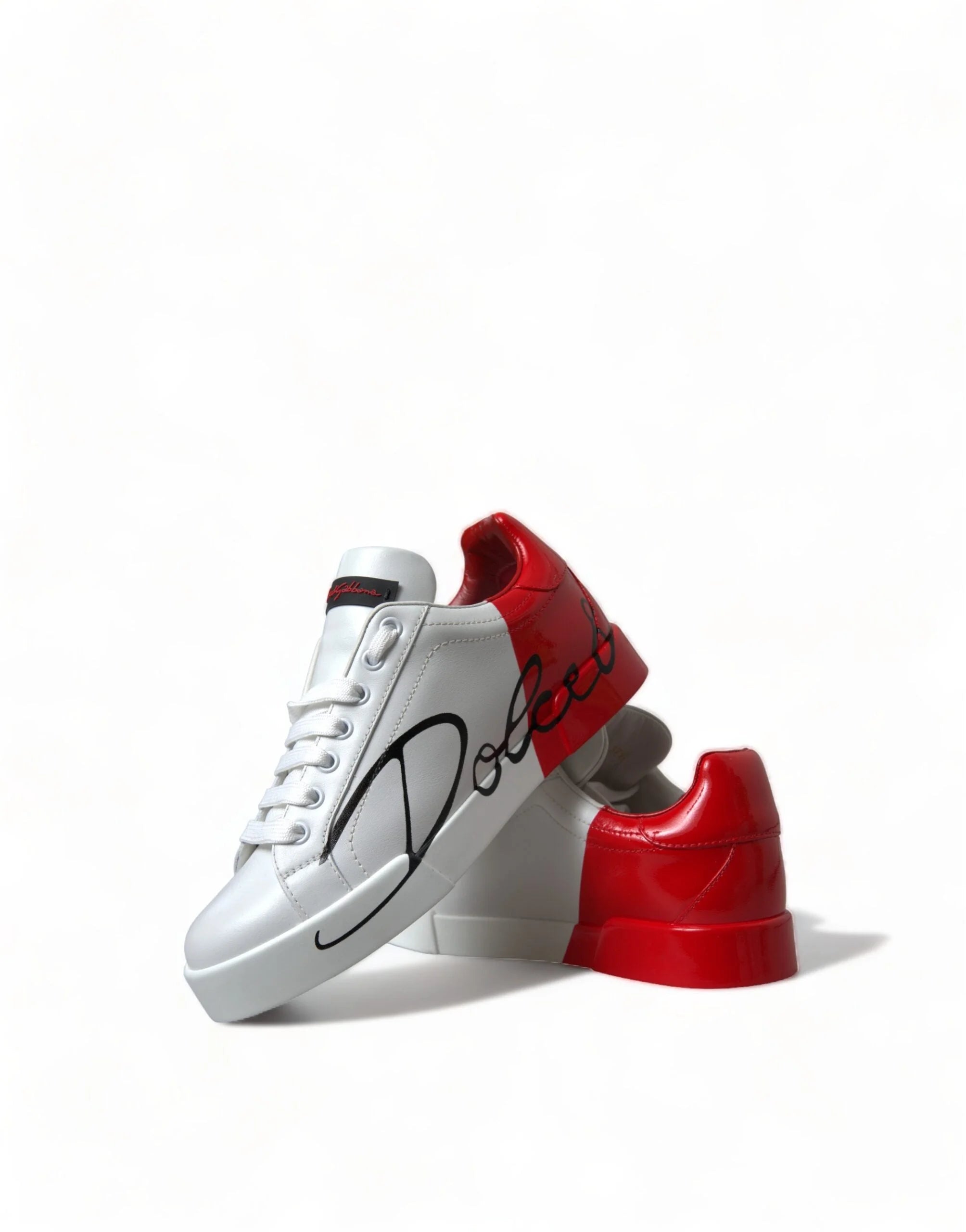 Dolce & Gabbana White Red Lace Up Womens Low Top Sneakers Shoes - EU36/US5.5