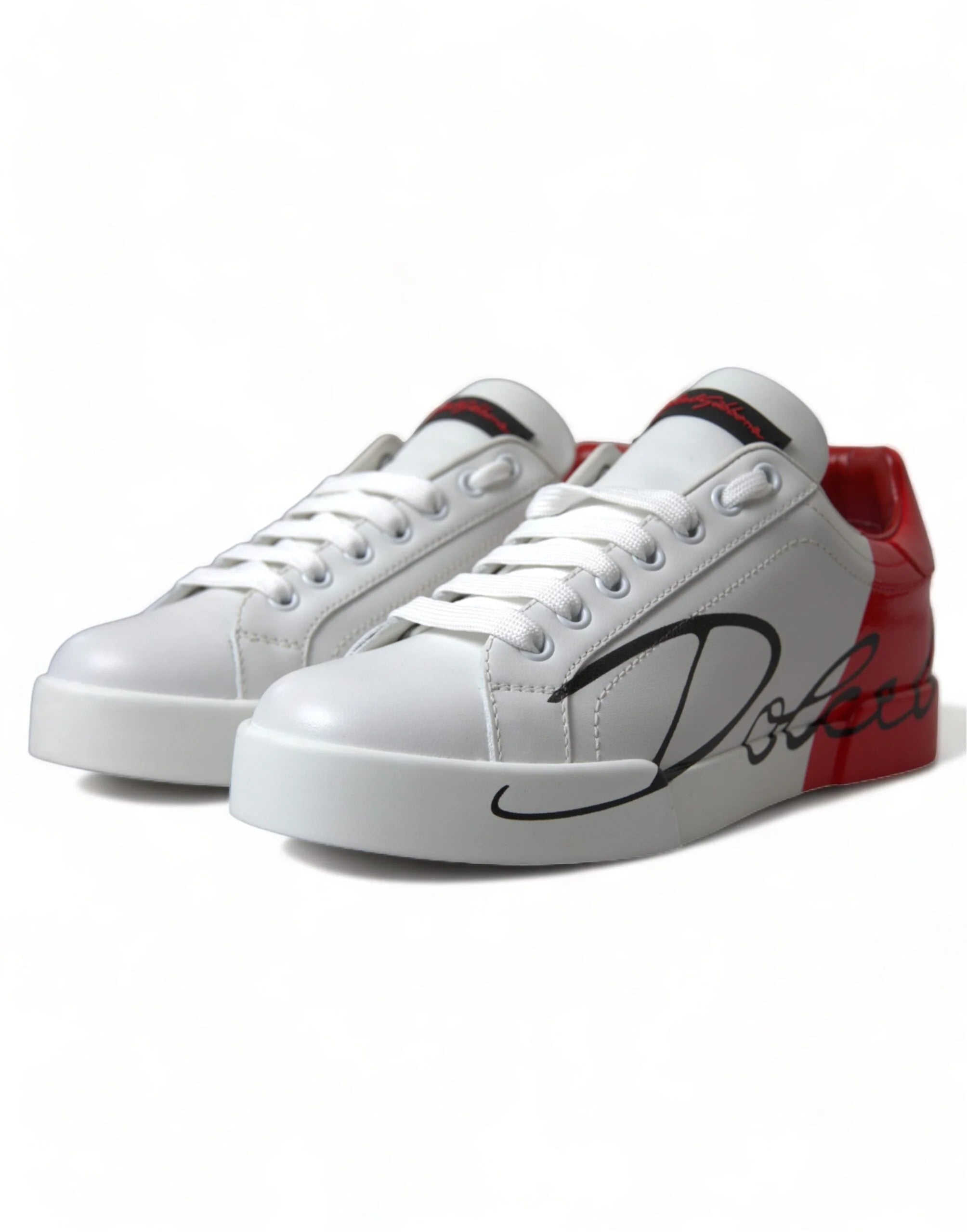 Dolce & Gabbana White Red Lace Up Womens Low Top Sneakers Shoes - EU36/US5.5