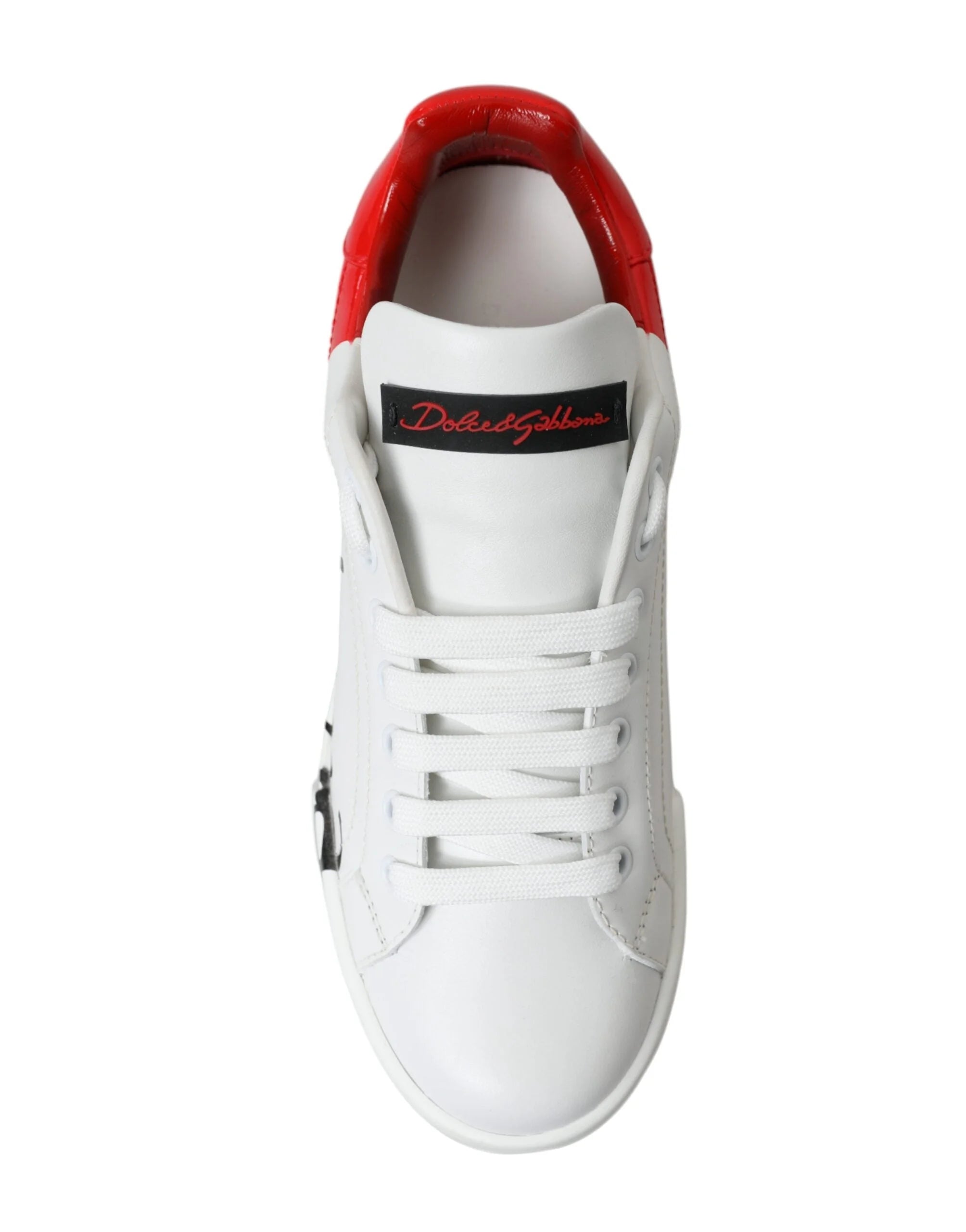 Dolce & Gabbana White Red Lace Up Womens Low Top Sneakers Shoes - EU36/US5.5