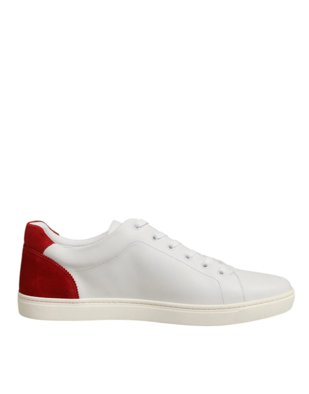 Dolce & Gabbana White Red Leather Low Top Men Sneakers Shoes - Sneakers