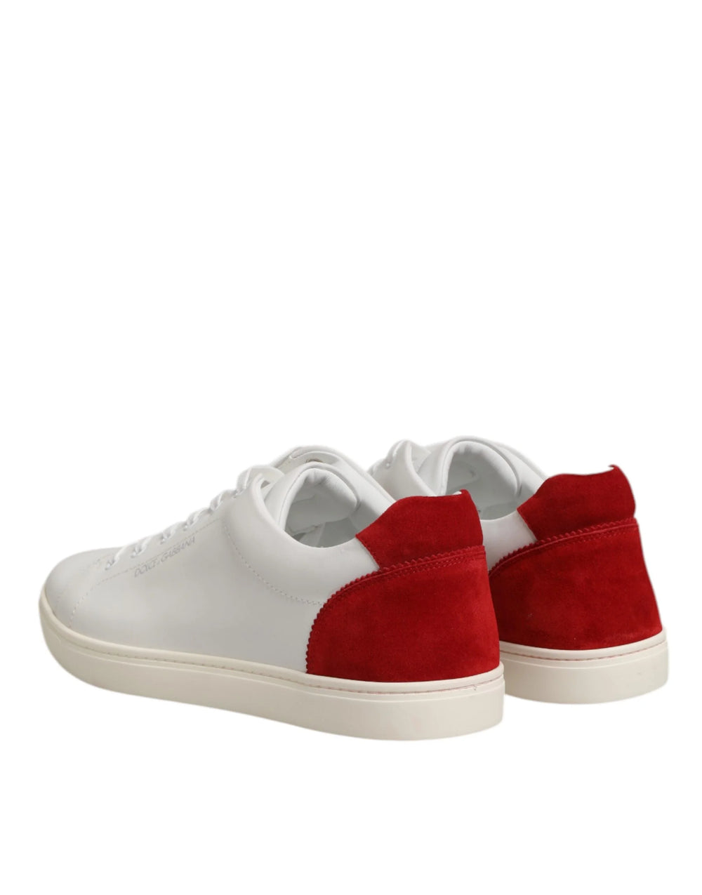 Dolce & Gabbana White Red Leather Low Top Men Sneakers Shoes - Sneakers