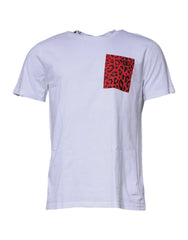 Dolce & Gabbana White Red Leopard Cotton Crew Neck T-shirt - T-Shirts