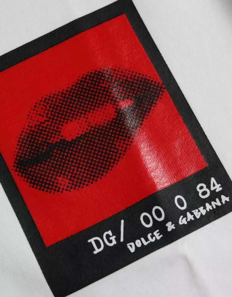 Dolce & Gabbana White Red Lips Print Cotton Men T-shirt - IT44 | XS - T-Shirts