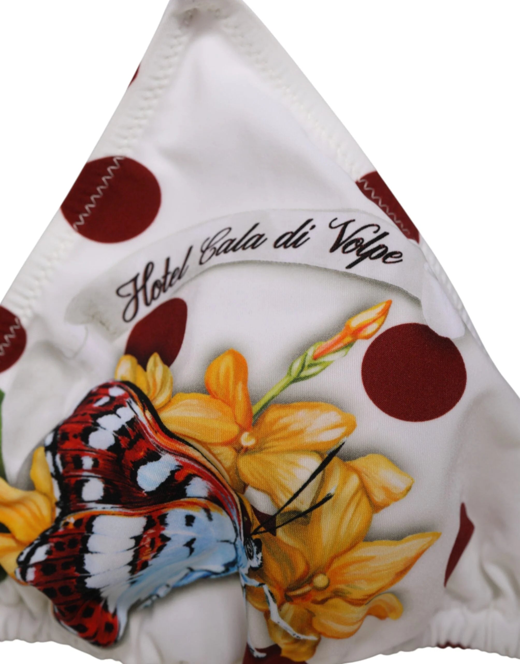 Dolce & Gabbana White Red Polka Dot Floral Print Triangle - IT4 | L