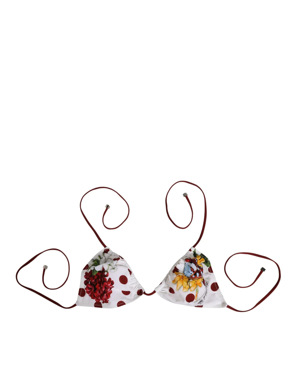 Dolce & Gabbana White Red Polka Dot Floral Print Triangle - IT4 | L