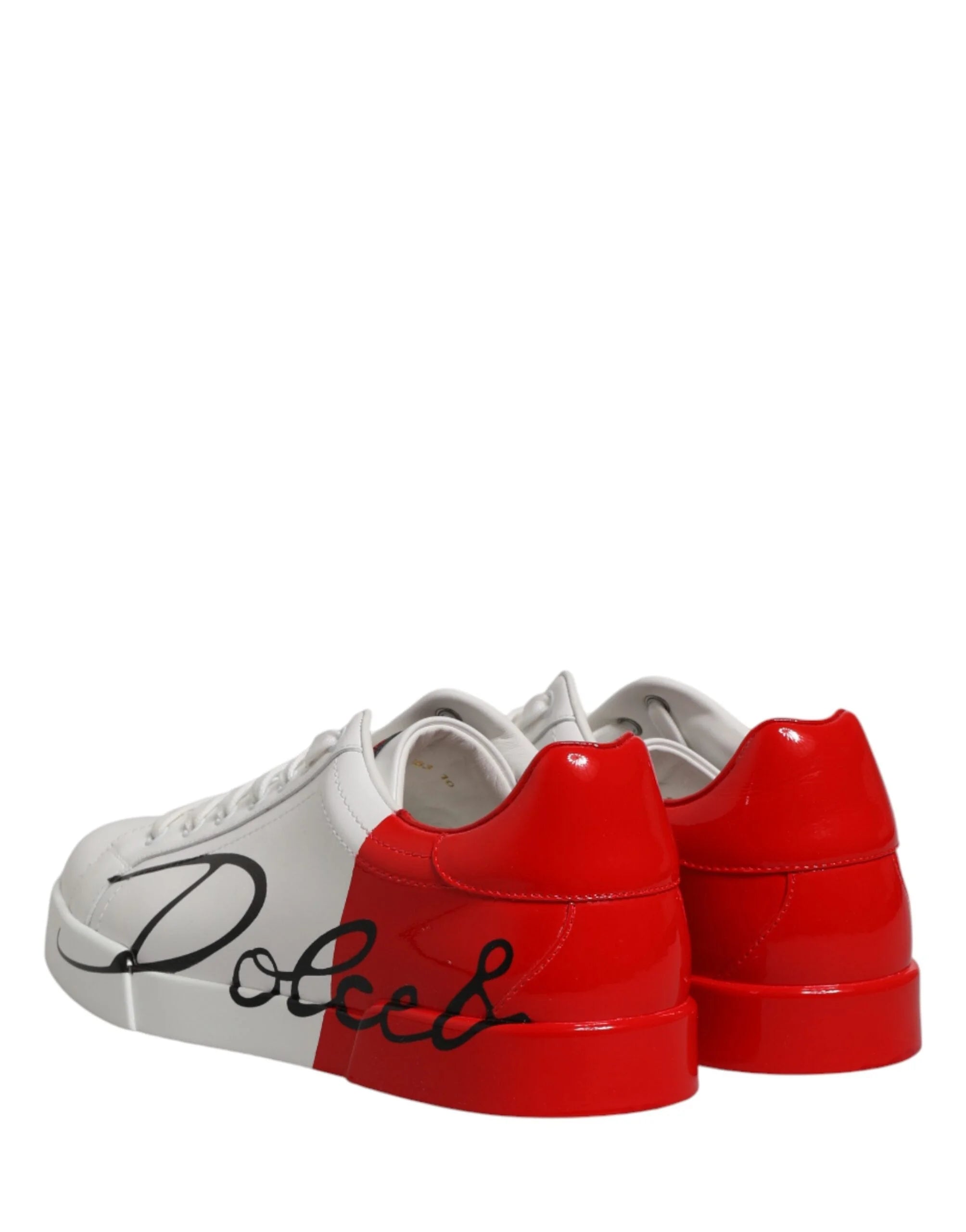 Dolce & Gabbana White Red Portofino Low Top Men Sneakers Shoes - EU44/US11
