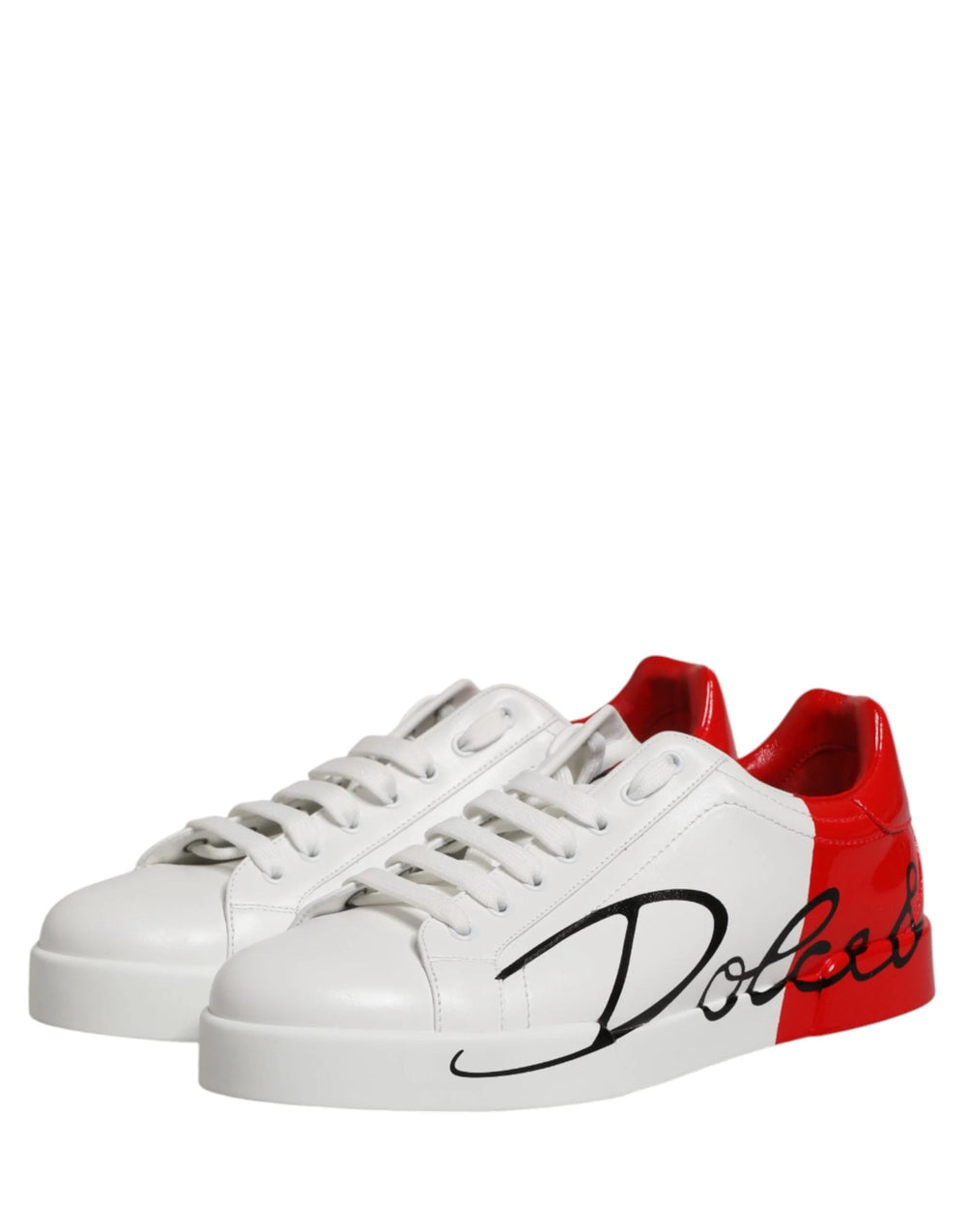 Dolce & Gabbana White Red Portofino Low Top Men Sneakers Shoes - EU44/US11