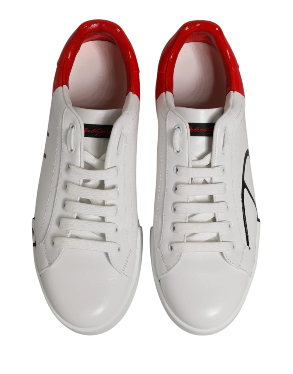 Dolce & Gabbana White Red Portofino Low Top Men Sneakers Shoes - EU44/US11