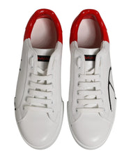 Dolce & Gabbana White Red Portofino Low Top Men Sneakers Shoes - EU44/US11