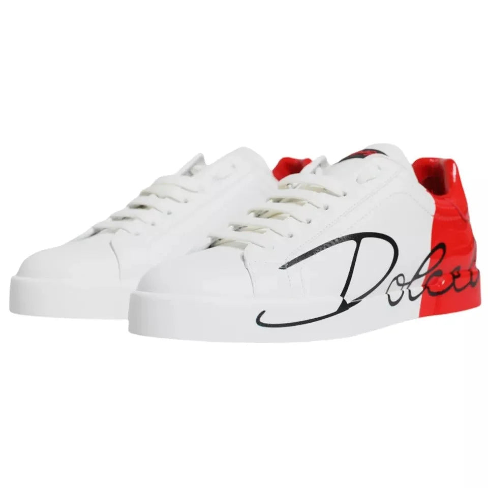 Dolce & Gabbana White Red Portofino Low Top Sneakers Shoes - EU39/US6 - Sneakers
