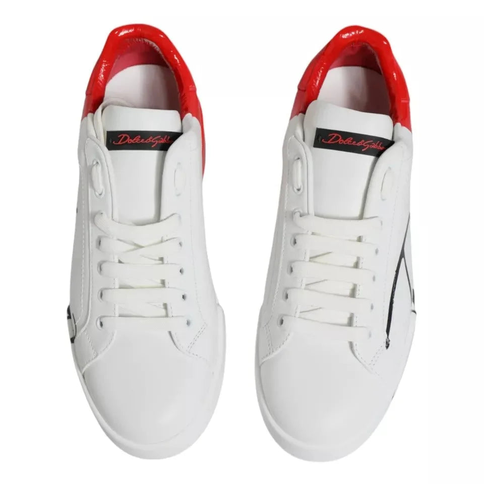 Dolce & Gabbana White Red Portofino Low Top Sneakers Shoes - EU39/US6 - Sneakers