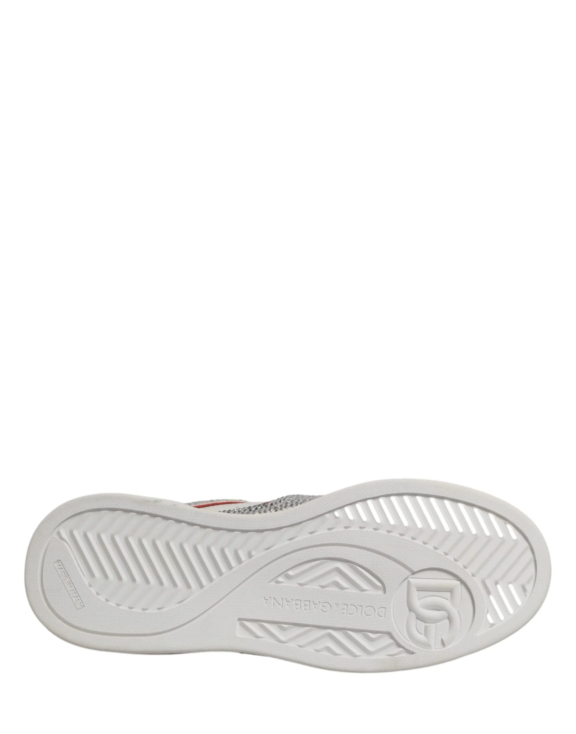 Dolce & Gabbana White Red Rhinestone Embellished Men Sneakers Shoes - EU44/US11